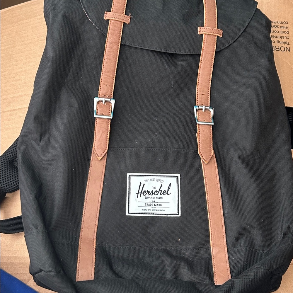 Herschel Supply Company Black Backpack with Tan Straps